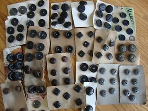 lot 106 BUTTONS Leather Look Braided 5/8 to 1" size SHANK HOLES BLACK DARK - Picture 1 of 3
