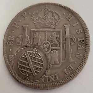 1700's Spanish 8R Counter Stamped 960 Brazil Reis. Silver Coin. - Picture 1 of 3