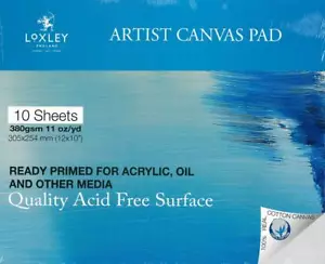 12" x 10" CANVAS PAD LOXLEY ARTIST 380gsm BLANK COTTON PRIMED OIL ACRYLIC PAINT - Picture 1 of 1