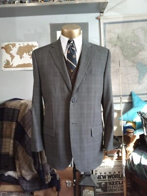 Wool AUSTIN REED Blazer SportsCoat jacket SUPER 110Grey Check 38s ROYAL WARRANT  - Image 1 of 4
