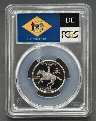 Stunning American 1999-S 25C Graded Silver Delaware Proof Quarter PCGS PR69DCAM - Image 1 of 4
