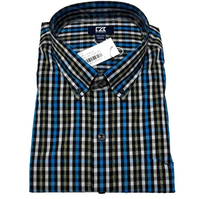 Cutter & Buck Mens Shirt Size 2XB Long Sleeve Plaid Button Down Blue 2XL NWT - Image 1 of 4