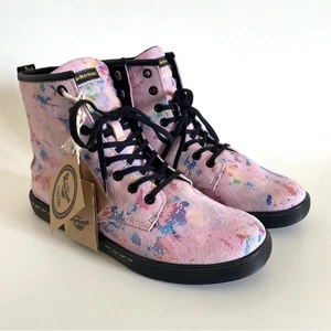 Botas con cordones Dr. Martens Sheridan rosa confeti gamuza para mujer talla 9 - Imagen 1 de 13