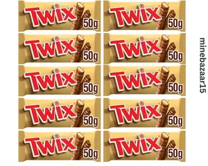 Twix Milk Chocolate Bars with Biscuit & Caramel 50g Pack of 10 - Picture 1 of 7