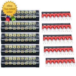5Pcs Terminal Block Barrier Strip 600V 25A Dual Row 12 Position Screw Block - Picture 1 of 2