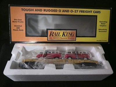 RailKing By MTH Union Pacific Flat Car With 2 VW Vans. O Gauge. - Image 1 of 4
