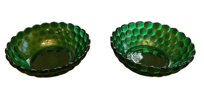 Vintage Anchor Hocking Emerald Green Bubble Candy Dish Bowls Lot Of 2 - Image 1 of 4