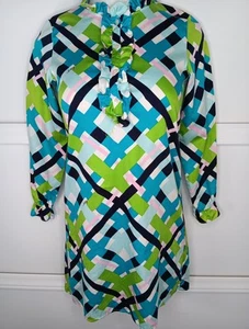 Lilly Pulitzer Signature Geometric Print Shift Dress Girl's 14 Ruffle Front LS  - Picture 1 of 6
