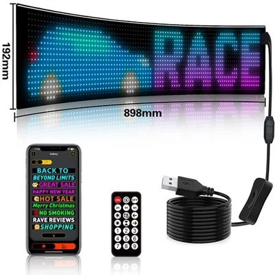 Car Window LED Sign 16*96Pixel PLUS App Control Programmable Flexible Led Screen - Image 1 of 4