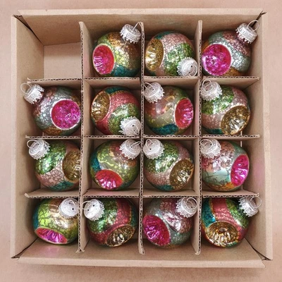 Juego de 15 mini adornos navideños estilo vintage RAZ Imports vidrio mercurio 1,5" Foto 1 de 4