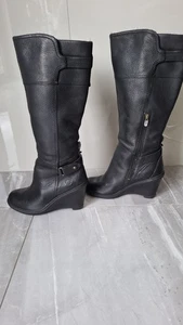 Timberland Stratham Heights Wedge Tall Boots UK 6.5 Black Leather  Stylish - Picture 1 of 21
