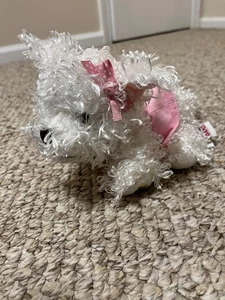 Ganz Webkinz White Terrier Dog Pink Bow Puppy 9" HM106 No Code/Tag Retired Dress - Picture 1 of 1