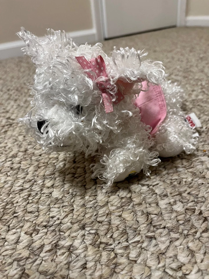 Ganz Webkinz White Terrier Dog Pink Bow Puppy 9" HM106 No Code/Tag Retired Dress - Image 1 of 1