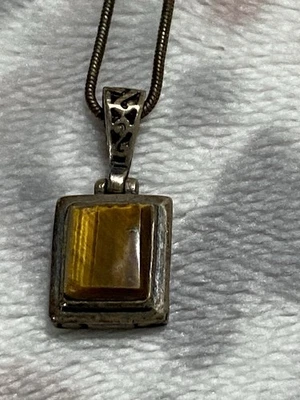 "Collar ojo de tigar y plata de ley de 18""" Foto 1 de 4