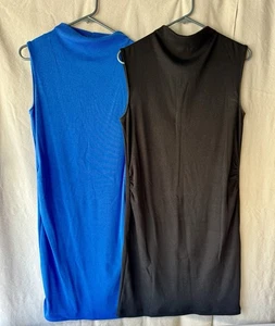 2 Sleeveless Knitted Old Navy Maternity Dresses Size Medium Royal Blue Black - Picture 1 of 6
