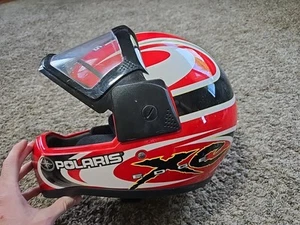 Vtg Red Polaris XC Edge Snowmobile Helmet Lazer 2001 Cross Belgium - Picture 1 of 12