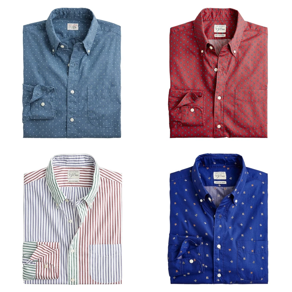 Camisa J.Crew Calce Ajustado Para Hombres Secreto Lavado Manga Larga Bolsillo Informal Con Botones Foto 1 de 1