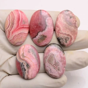 5 Pcs Natural Desginer Rhodochrosite 30mm-33mm Oval Cabochon Loose Gemstones Lot - Picture 1 of 7