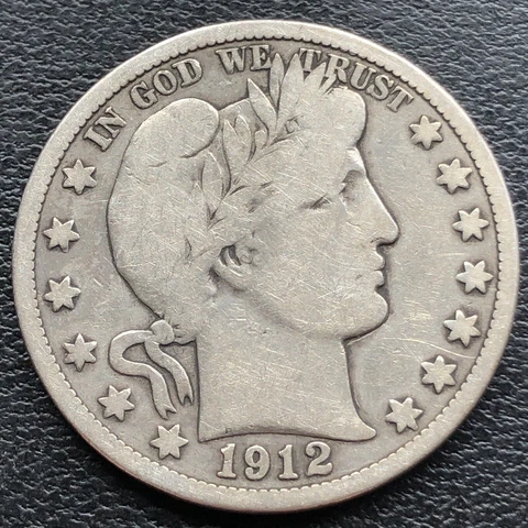 1912 S Barber Half Dollar 50c Circulated #29341 Cover