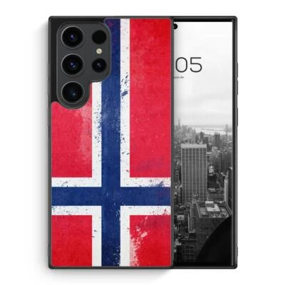 MUNIQASE Norwegen Grunge Silikon Hülle für Samsung Galaxy S z.B. S21 S22 S23 S24 uvm. Nor