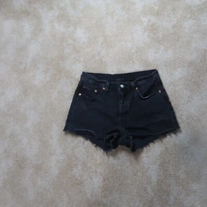 Levi's 501 High rise Shorts Women's 28 Button Fly Black Denim - Picture 1 of 11
