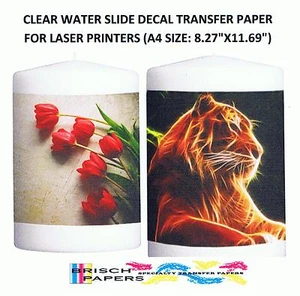 CLEAR WATER SLIDE DECAL TRANSFER PAPER FOR LASER PRINTERS: 25 SHEETS (A4 SIZE) - Picture 1 of 6
