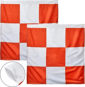 Safety Airport Flagge, 36 x 36 Zoll, Markierung orange und weiß kariert Racing Fl - Bild 1 von 12