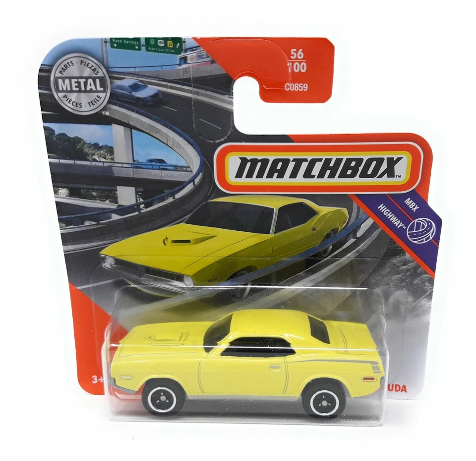 Matchbox MBX Superfast 2020 No 56 Plymouth Cuda yellow 1970 short blister card - Image 1 of 1