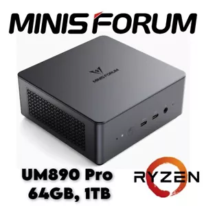 Mini PC MINISFORUM UM890 Pro, 64GB, 1TB, AMD Ryzen 9 8945HS - Picture 1 of 13