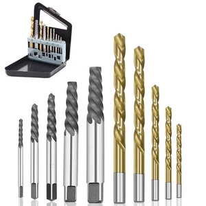 10Pcs Screw Extractor Set and Left Hand Drill Bit Reverse Cobalt HSS Steel Dr... - Picture 1 of 9