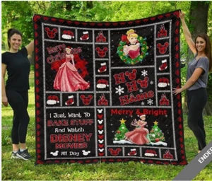 Cinderella Princess I Just Want To Bake Stuff Merry & Bright Sofa BLANKET - Picture 1 of 3