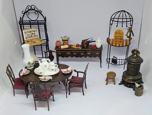 Vintage Wood Miniature Doll House Furniture Kitchen Set - Picture 1 of 5