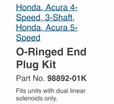 New In The Bag, Sonics And Plug O-ringed￼Honda 4/5 Speeds 98893-01k - Image 1 of 4