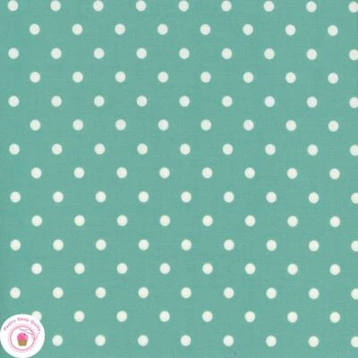 PICNIC TW17A Aqua Teal Polka Dot TANYA WHELAN Quilt Fabric SHABBY CHIC - Image 1 of 4