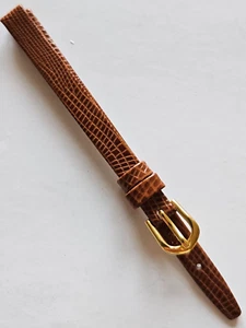 Correa de reloj de cuero liso 8 mm/largo - patrón de lagarto tostado/ (hebilla dorada) - Imagen 1 de 3