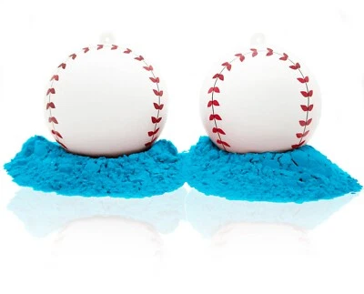 Pelotas de béisbol J&M Gender Reveal - Paquete de 2 - Polvo Holi 100 % totalmente natural Foto 1 de 2