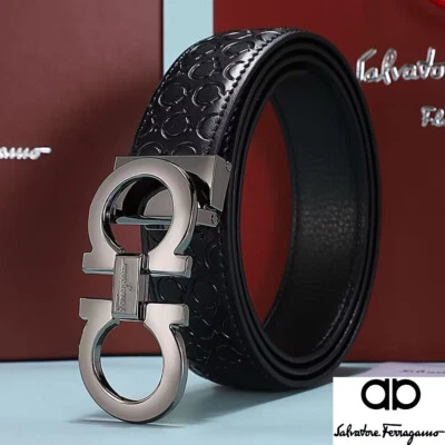 Salvatore Ferragamo Mens Belt: Classic Italian Design Leather, 4 Stylish Colors