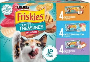 Purina Friskies Wet Cat Food Var Pack Tasty Treasures Prime Filets 5.5 oz - 12 C - Picture 1 of 3