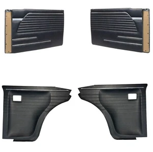 For BMW E10 02 66-77 Interior Door Panels Set Front Chrome Rear 4 pcs Black - Picture 1 of 6