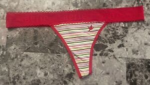 NWOT AERIE AMERICAN EAGLE SMALL RED BLUE RAINBOW STRIPE RARE V STRING PANTIES