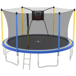 14Ft Trampoline with Basketball Hoop, Upgraded round Kids Outdoor Trampoline wi - Picture 1 of 12