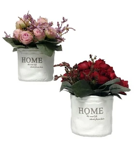 Artificial Roses in Whit Home Pot Garden Decor Set of 2 - Picture 1 of 5