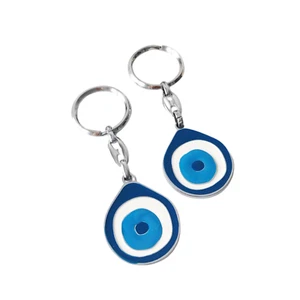 Turkish Enamel Evil Eye / Good Luck Keychain Keyrings Amulet Protects Your Home - Picture 1 of 2
