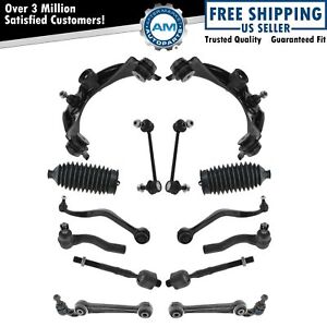 14 Piece Steering Suspension Kit Control Arms Tie Rods Bellows Sway Bar Links