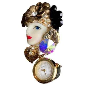Vintage Fashion, Dangling Bonetto Pendant Watch with Mother of Pearl watch face - Picture 1 of 5