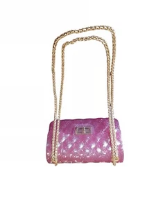 Tiny Treats Glitter Wave Cross Body Purse Handbag Pink Gold Chain Jelly Style - Picture 1 of 12
