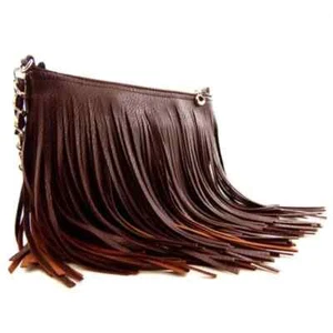Boho Chic Suede Fringe Crossbody Bag Chocolate Brown - Picture 1 of 4