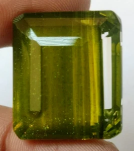 AAA+ Large Rutile & Sunstone 65.10 Ct. Emerald Cut Loose Gemstone @Women Gift - Picture 1 of 6