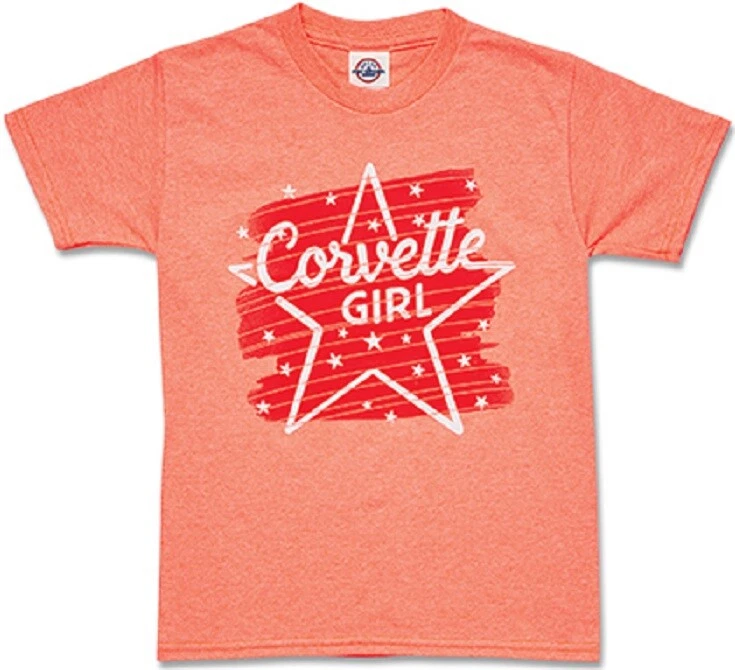 YOUTH/GIRLS/KIDS CORVETTE T-SHIRT STARSTRUCK BRIGHT ORANGE S,M,L 19.95 FS NEW - Image 1 of 1