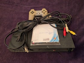 Sony PlayStation 2 Console - Black (SCPH-50001/N) W/ Cords & Network Adaptor